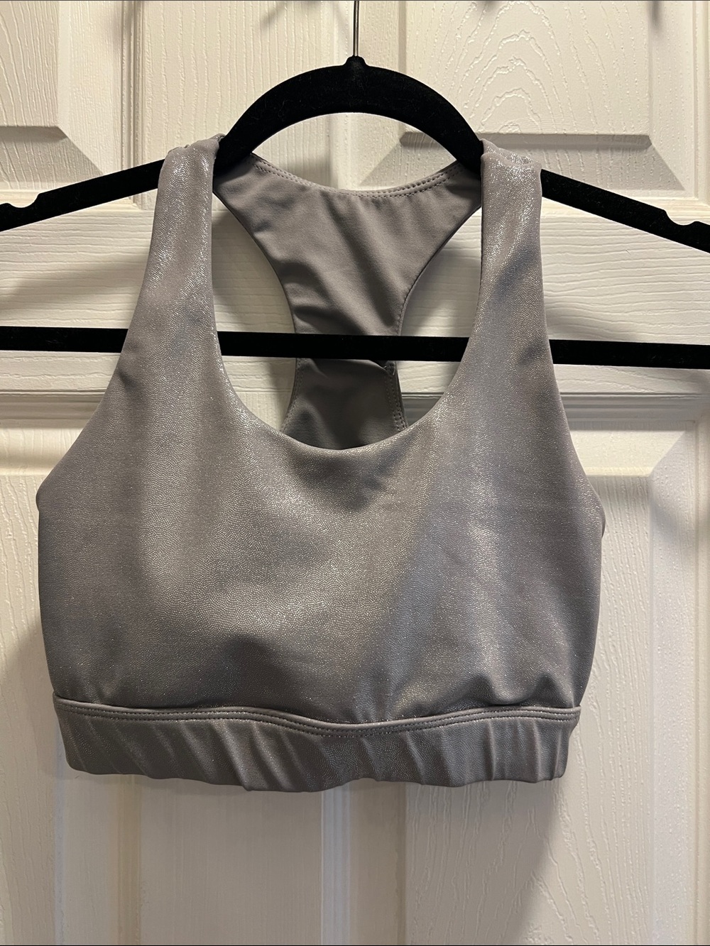Shimmer Racerback Sports Bra - Silver